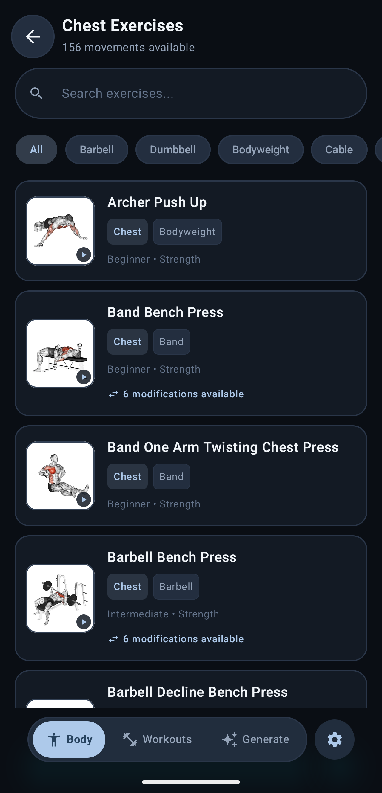 Chest exercises list