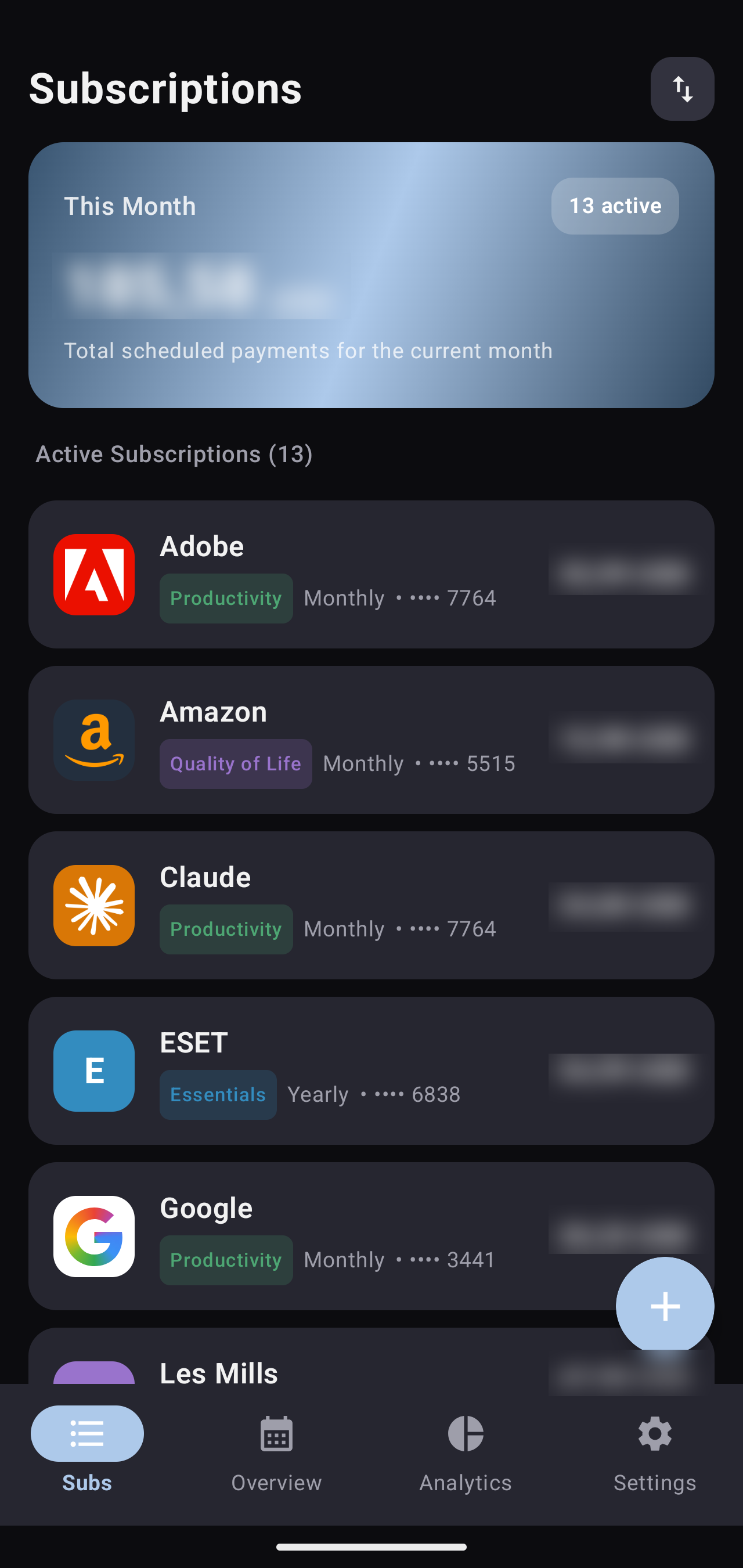 Subscription list, Kotlin version