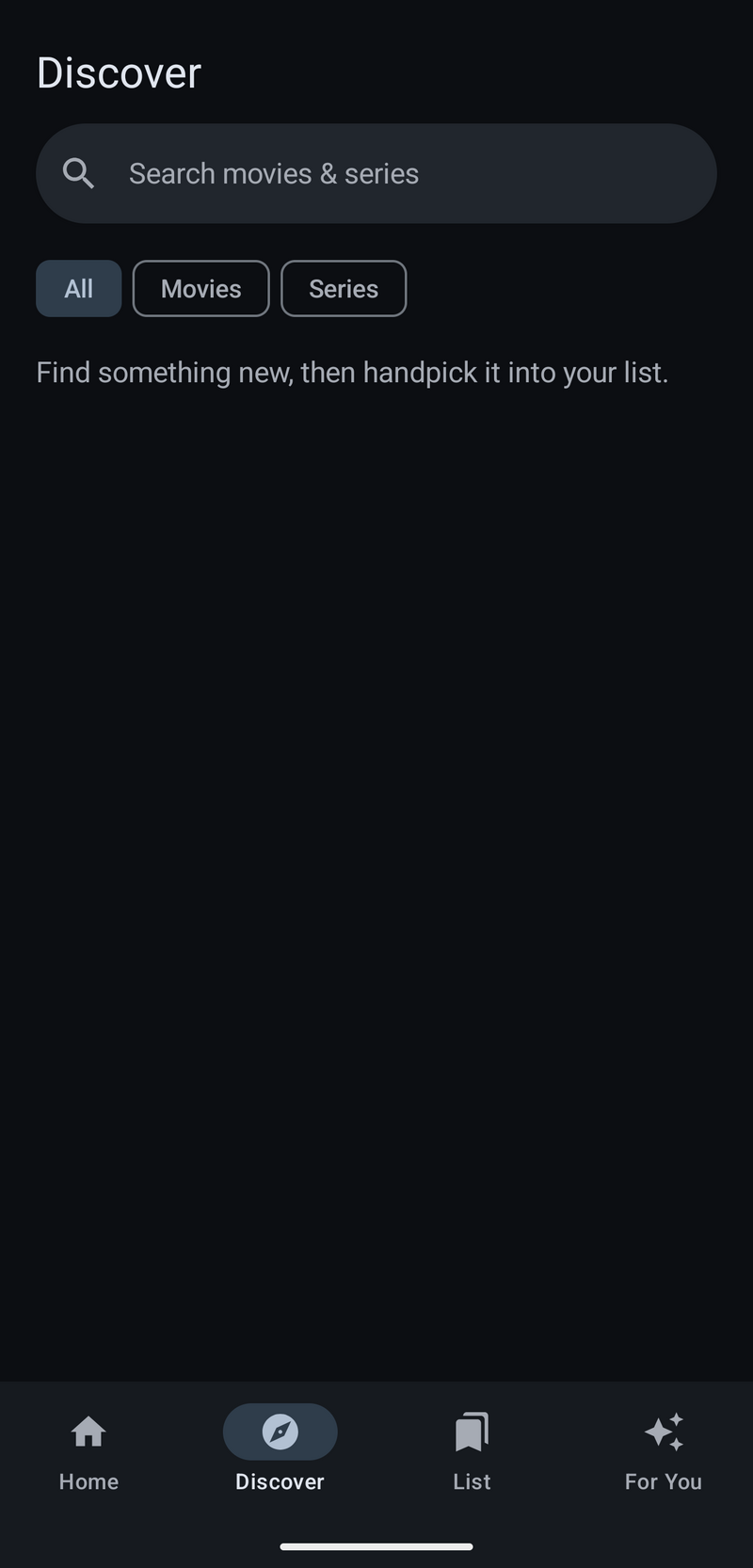 Discover search screen